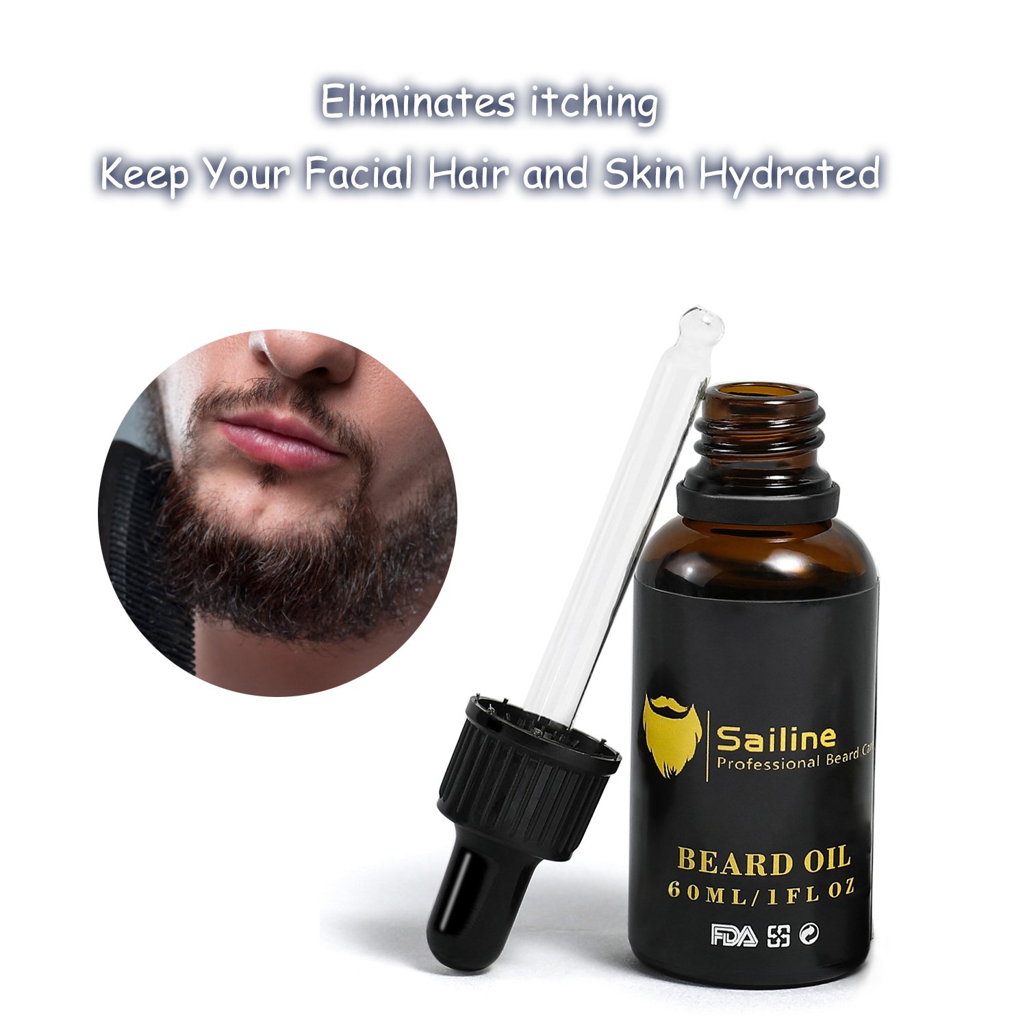 SAILINE 2018 New Beard Grooming & Trimming Kit for Men Care Beard Brush Beard Comb Beard Oil Conditioner Mustache Beard Balm Butter 3 in1 Travel Gift Set