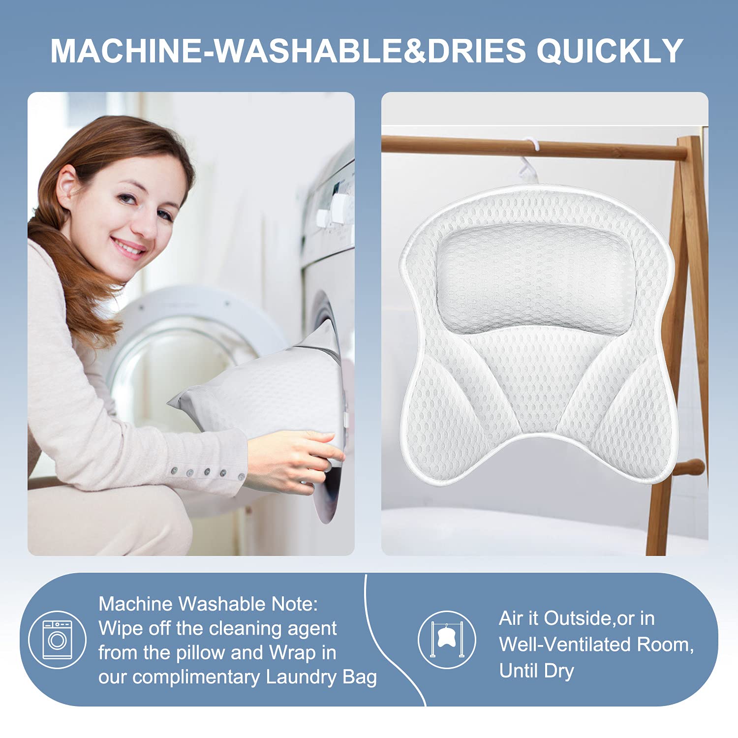 Bath Pillow for Tub, Powsure Luxury Bathtub Spa Pillow for Head, Neck, Shoulder and Back Support, 4D Air Mesh & Soft Bath Tub Pillows with 6 Non-slip Suction Cups, Fits all Bathtub and Home Spa : Beauty