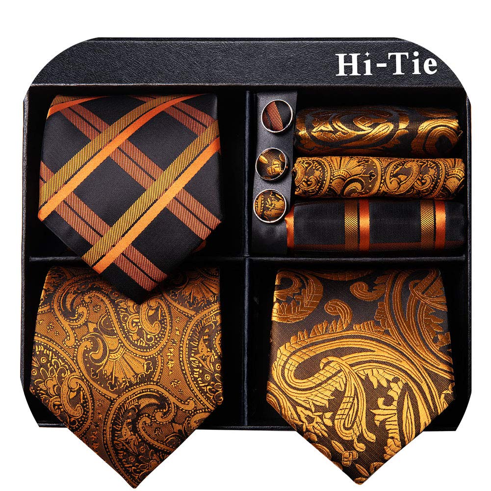 Hi-Tie 3 Pcs Gift Box Mens Tie Set Necktie with