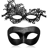 Aqearl Couple Masquerade Mask for Women Men Venetian Mask Halloween Mask for Party Prom Ball Costume Lace Mask