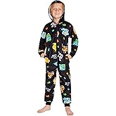 Pokemon Kids Fleece Hooded Jumpsuit, One-Piece Pajamas with Pockets, Pikachu Sleepwear, Lounge Wear, Gifts for Boys and Girls