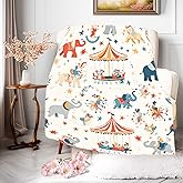 VronTaliy Vintage Circus Throw Blanket, Soft Fleece Bedding with Elephants and Carousel, Fun Colorful Design for Kids and Toddlers, Perfect for Bedroom or Nursery, 50"x40"