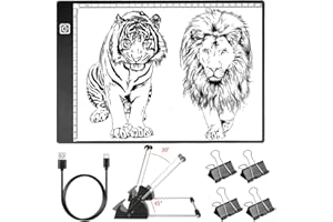 Femont Portable A4 LED Tracing Light Box with Scale,Art Light Pad Light Table with Detachable Stand&4Clips,Adjustable Brightness,USB Power,Ultra-Thin Copy Board for Diamond Painting Drawing Sketching