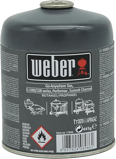 Weber Gas Cartridge Disposable 445g For Q 100/1000, Go Anywhere, Summit