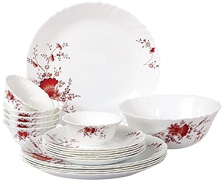 Cello Imperial Ocean Flower Opalware Dinner Set, White