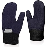 Abeillo Kids Double Layer Warm Knit Mittens, Girls Boys Winter Outdoor Lined Gloves Cute Full Finger Children Knit Gloves for 3-8 Years (Navy Blue)