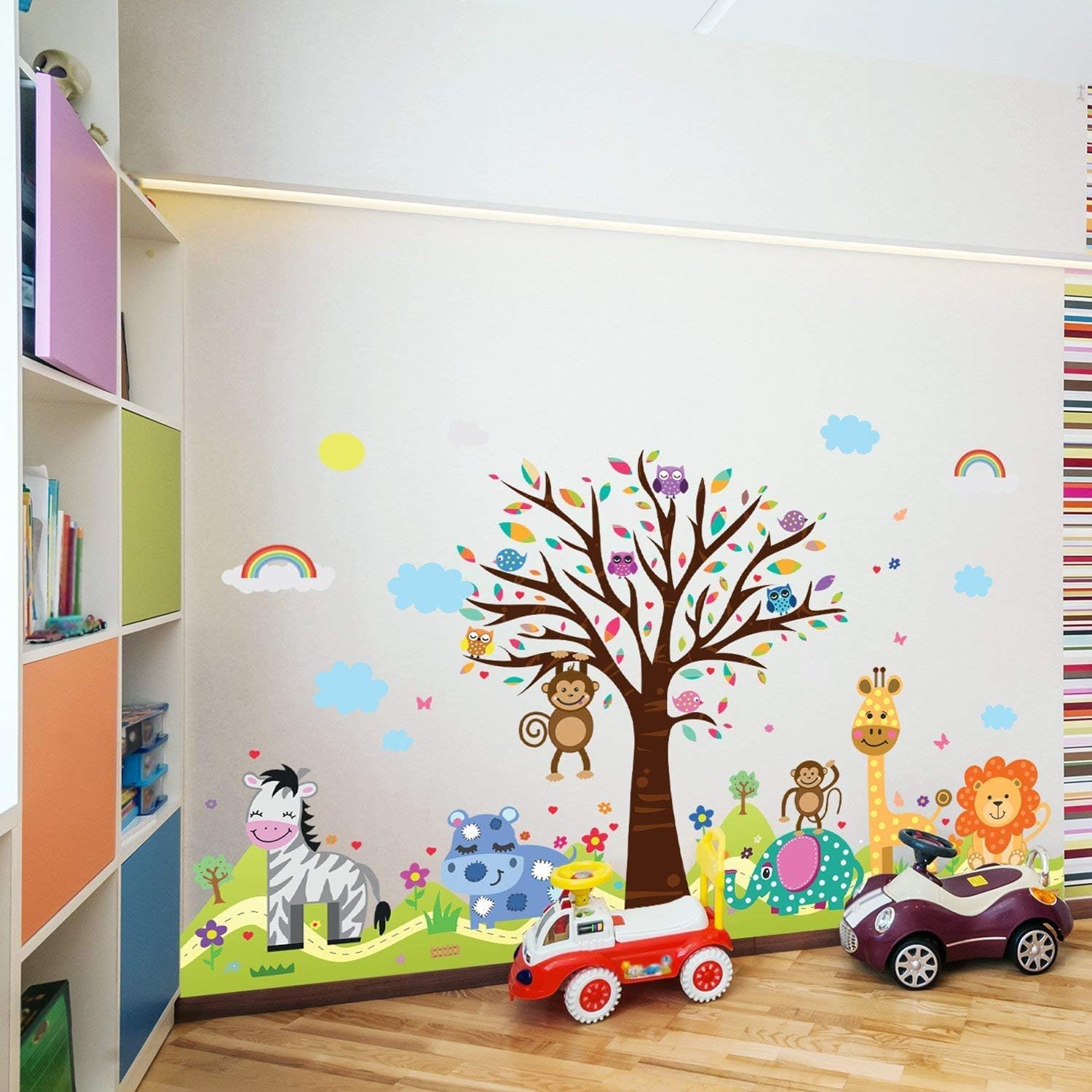 Wallflexi Office Home Decoration Wall Stickers "Happy Hills & Zoo" Wall Murals Removable Self-Adhesive Decals art Nursery Kindergarden School Baby Toddler Children Kids Room Decoration - Image 3