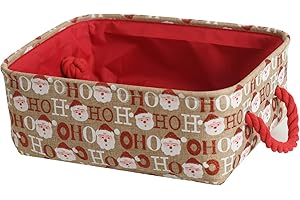 INough Christmas Baskets for Gifts Empty, Christmas Decor Collapsible Storage Bins with Handles Bright and Festive Gift Storage Container for Christmas for Baby/Kids/Nursery Room