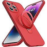 SKYLMW Designed for iPhone 12 Pro Case with Magnetic Invisible Stand Compatible with Mag-Safe Military Drop Tested Shockproof Silicone Phone Cases Covers for Women Men 6.1'', Red