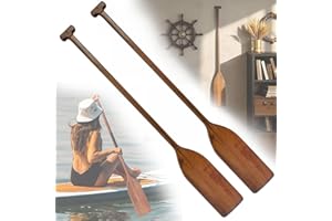 RUBAPOSM Vintage Style Wooden Oar Canoe Paddle 4 Feet,Ergonomic T-Shaped Handle,Handcrafted Durable Pine Wood Oars for Kayaking/Fishing/Rowing Boats/DIY Home Decoration Gift（2 Pieces）