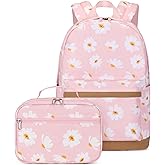 EKUIZAI 2Pcs Daisy Prints Backpack Sets for Girl Bookbag Primary Schoolbag Elementary Students Daypack with Lunch Bag