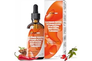 Optiwav Cayenne Pepper Drops Liquid Supplement - Hawthorn Beet Root Turmeric Ceylon Cinnamon Berberine Extract with Vitamin K2 D3 - Natural Capsaicin Tincture for Cleanse Heart Health & Daily Booster