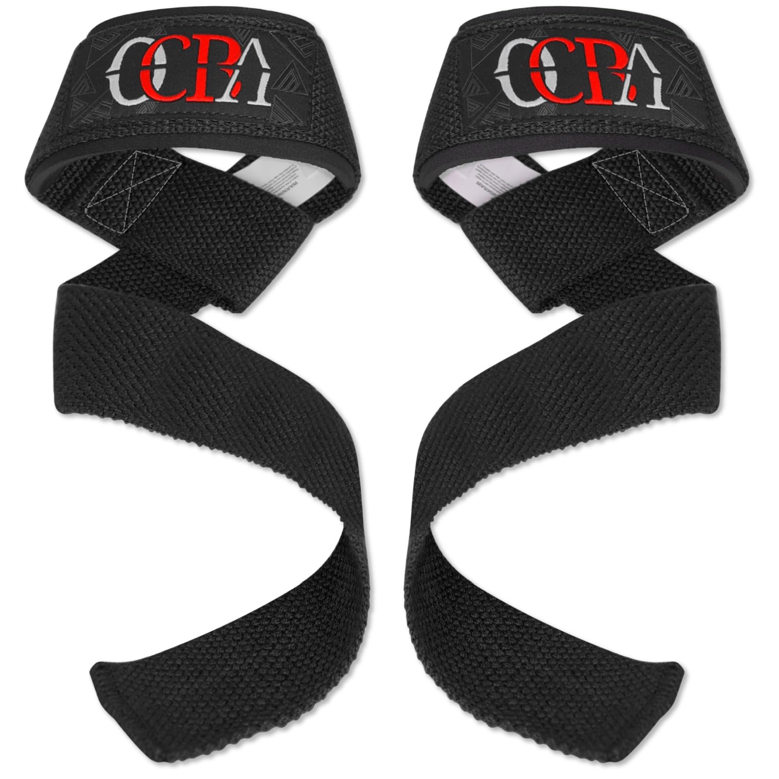 OCBA Wrist Straps Wraps for Weightlifting Heavy Duty Wrist Wraps Cotton Padded Gym Wrist Supports Bodybuilding Powerlifting Fitness Grips One Size Fits All with Thumb Support (Black)