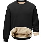 PLEPAN Men's Fleece Lined Crewneck Sweatshirts Fleece Cotton Pullover Casual Basic Thermal Sweater Winter