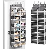 Abiglifty 5-Tier Over The Door Organizer with 10 Side Pockets, Large Behind The Door Storage, 4 Hooks Design, Door Organizer with Clear Windows for Bathroom, Bedroom, Nursery, Entryway(Grey)