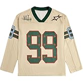 SOLY HUX Men's Jersey Long Sleeve Shirts Y2k Oversized V Neck Graphic Tees Football Blockcore Tops