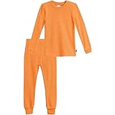 City Threads Kids Thermal Underwear Set Made in USA Sensory Friendly Kids Long Johns, Thermal Set for Boys Base Layer for Ski Orange