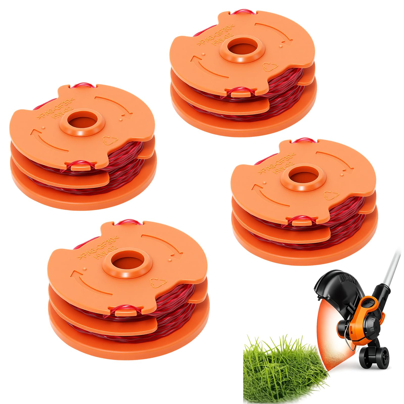 Poweka WX100 Strimmer Spool Compatible with Qualcast Worx McGregor Trimmer Replace GT25 GGT350A1 MET6032 MET4530 MET3525 (Pack of 4)