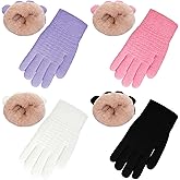 Sdfvsdg 4 Pairs Kids Fleece Lined Gloves Winter Knit Gloves Thick Warm Knitted Glove for Cold Weather Boys Girls