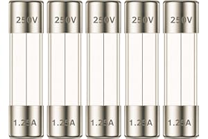 TECHMAN GDC Slow Blow Time Delay Glass Fuses - 5 Pack (1.25A)