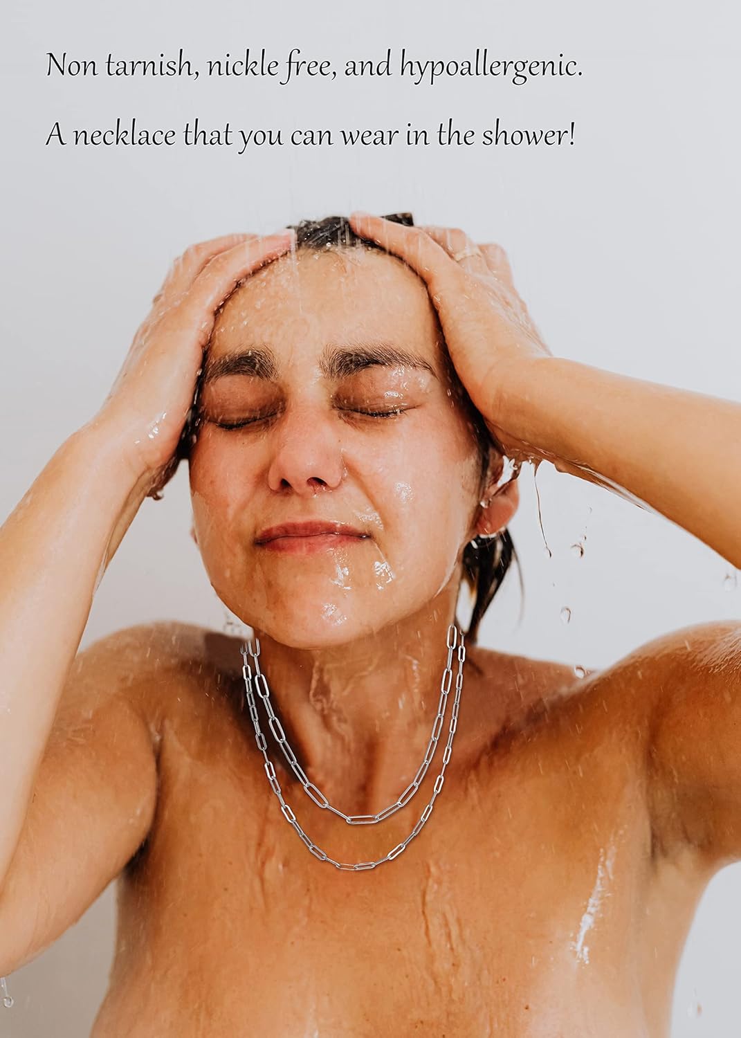 RWQIAN 18k Gold Paperclip Chain Link Necklace Dainty Paperclip Link Chain Layered Necklace Oval Link Chains Initial Necklaces Set for Women Girls (18K Silver Necklace): Clothing