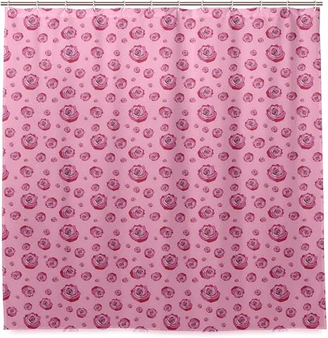 Amazon Kapanou防水 シャワーカーテン のかなり甘い花びらを持つフェミニンなモノクロイラスト かわいいシャワーカーテン ユニットバス バスルーム 芸術の装飾 180cmx180cm バスフック付き 取り付け簡単 シャワーカーテン ホーム キッチン オンライン通販