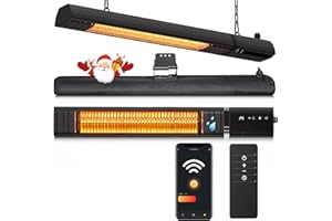 Patio Heater Wall Mounted 1500W, Electric Infrared Heater with Remote Control, IP65 Waterproof, 9 Heat Levels, 24H Timers, 1s