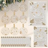 Thyle 50 Sets Christmas Tree Christian Ornaments Gold Foil Acrylic Hanging Ornament Inspirational Bible Verse in Bulk Gifts with Thank You Cards for Family Church Women Men Holy Week Xmas Decor