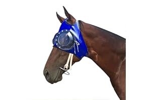 WANGZHAOKEJISM Horse Racing Goggles, Eye Cover with Detachable Half Cover for Sand Protection,blinkers for Horses,Fly Control Mask,Horse Blinders (Blue)