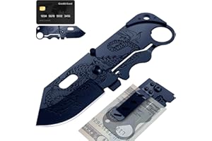 Grand Way Pocket Knife - 2.36” Folding Sharp Blade with Money Clip - Unique Small Knife with Engraved Dragon Blade - Credit Card Holder for EDC- Birthday Gifts Ideas for Men & Women 6682