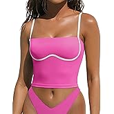 OMKAGI Womens Workout Tank Tops Adjustable Strap Longline Sports Bra Padded Sleeveless Top