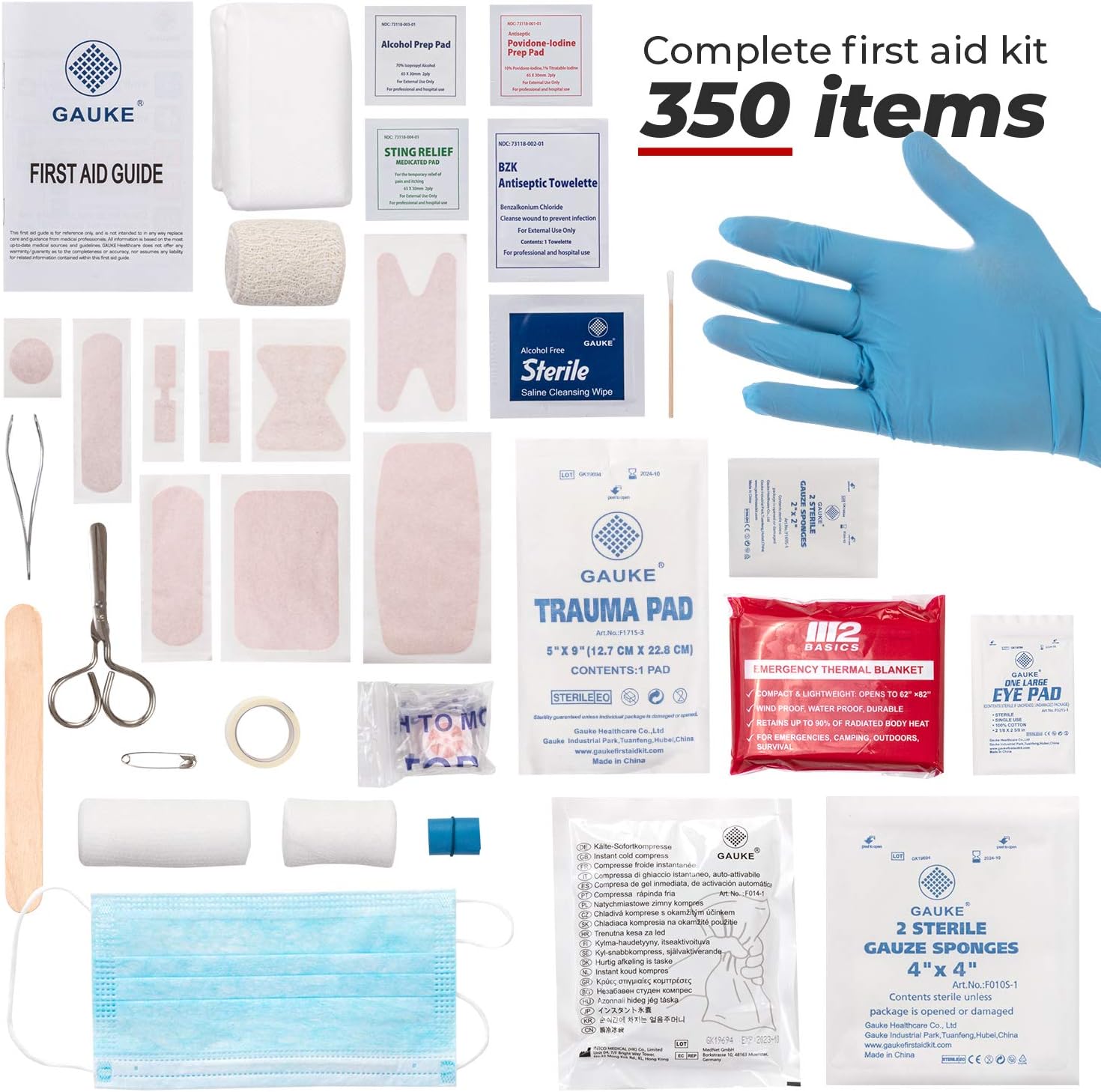 M2 BASICS 350 Piece Professional First Aid Kit | Mountable Hard Case with Dual-Layer Organizers for Business, School or Home: Health & Personal Care