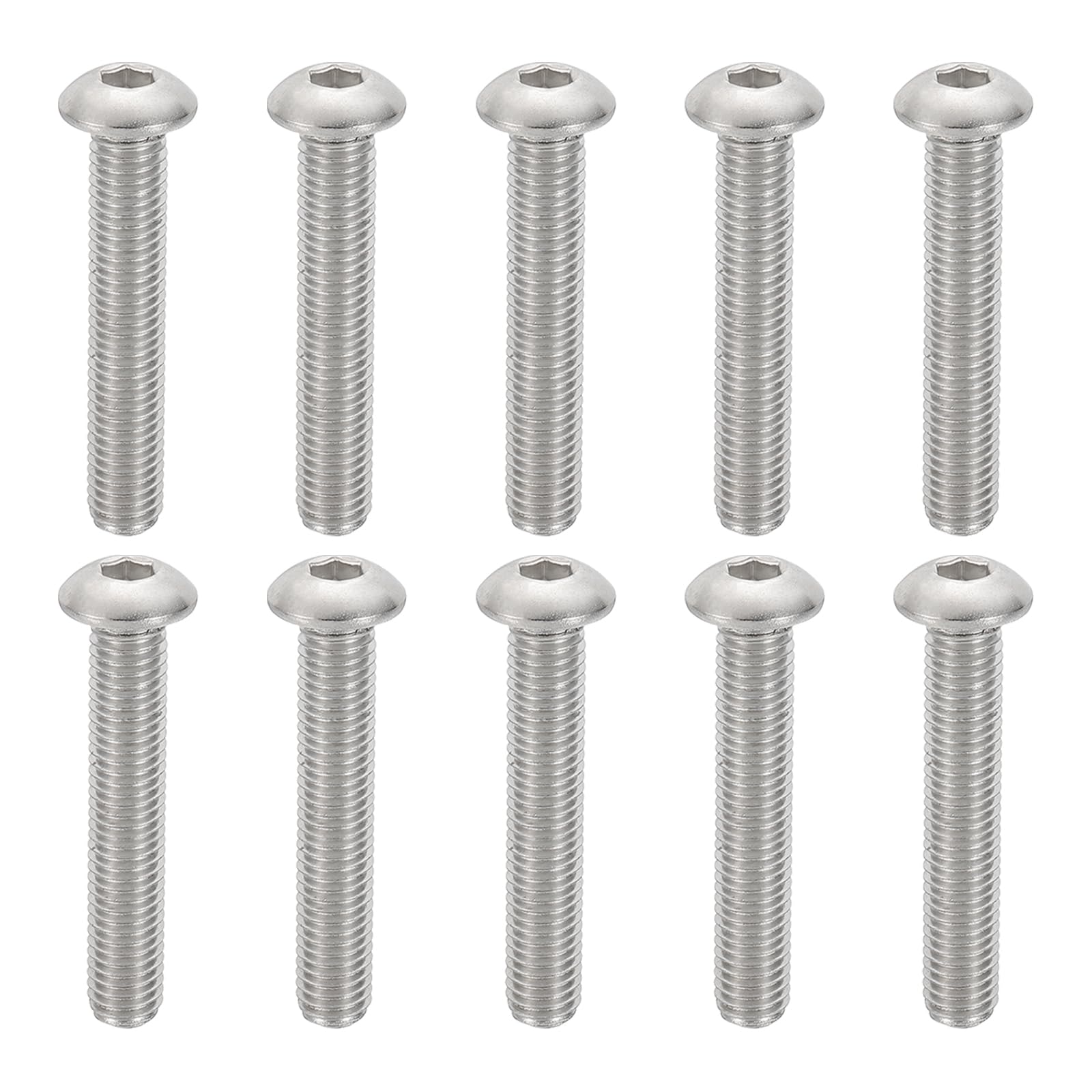 PATIKIL M10-1.5x50mm Button Head Socket Cap Screws, 10 Pcs 304 Stainless Steel 18-8 Hex Socket Cap Screw Bolts Allen Hex Drive Full Machine Thread