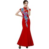 Shanghai Story Red Cheongsam Dress - Keyhole Lace Mermaid Sequin Qipao, Custom Sizes Available, Large - View #11