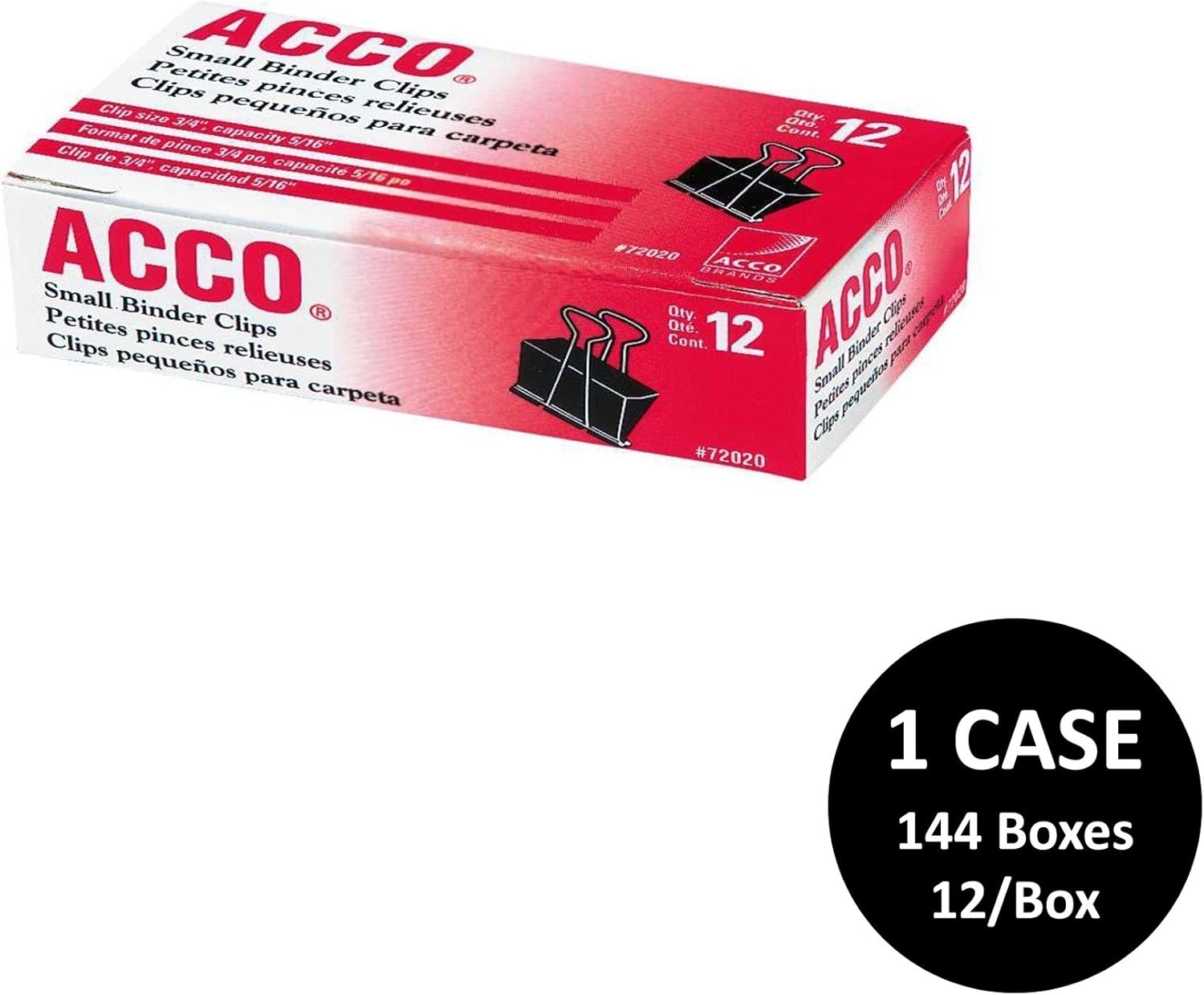 ACCO Binder Clips, Medium, Black, 12 per Box, 2 Boxes (72062) : Office Products