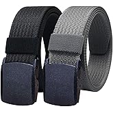 WYuZe Mens Nylon Web Belt No Metal Nickel-Free Military Tactical Hiking Belt