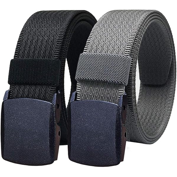 小物 W double nylon belt ovy Striped Linen Stretch Belt with Croc Tabs and Brushed Nickel