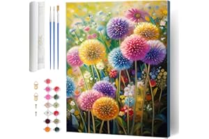 Hlison Paint by Number Kit for Adults, Color Dendelion Paint by Number Kits for Beginners, Easy Watercolor Painting by Number on Canvas - 16 x 20 Inch