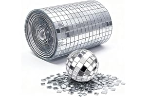 Bertork 5400pcs Self-Adhesive Mirror Mosaic Tiles, 5x5mm Disco Ball Mirror Tiles for DIY Crafts, Party Decorations, Stickers & Art Projects