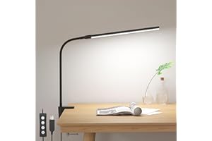 Lepro Clip on Desk Lamp, LED Reading Light, Dimmable USB Clamp Lamp with 3 Color Modes 10 Brightness, Adjustable Flexible Goo