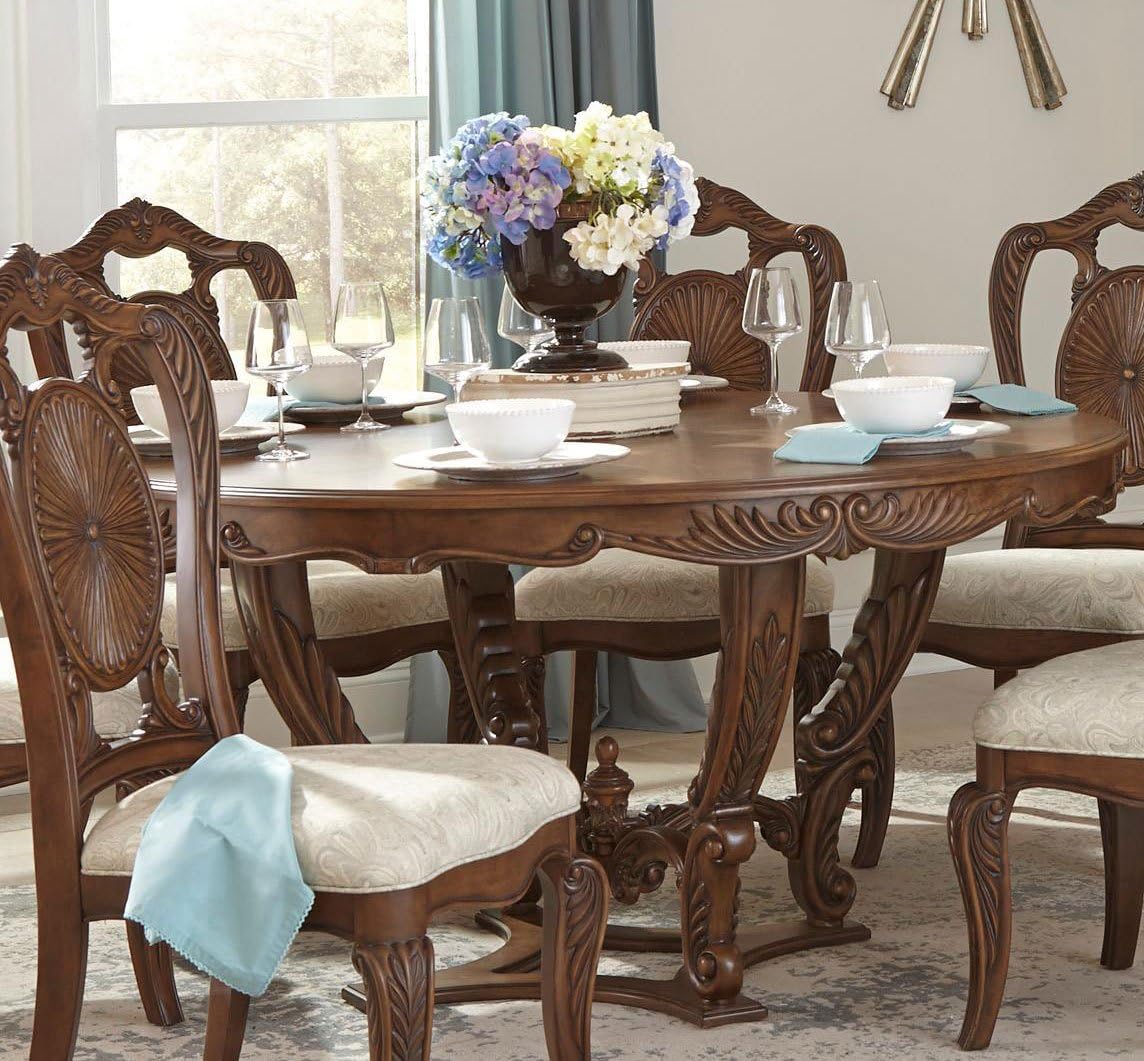 Amazon Com Homelegance Norhill 60 Round Dining Table Pecan Furniture Decor