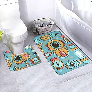 WC Funda de Asiento 2pcs Set de baño Antideslizante Mat Cojín de Buceo