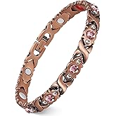 Feraco Pure Copper Bracelets for Women, Ultra Strength Magnetic Bracelet for Women with 3800 Gauss Magnet & Sparkling Cubic Zirconia, Flower Jewelry Gift, Infinite Symbol