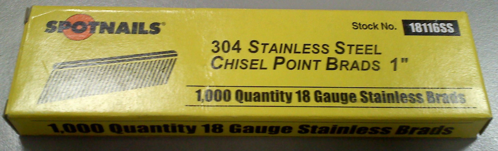 Spot Nails 18116SS 1-Inch 18-Gauge Stainless Steel Brad Nail