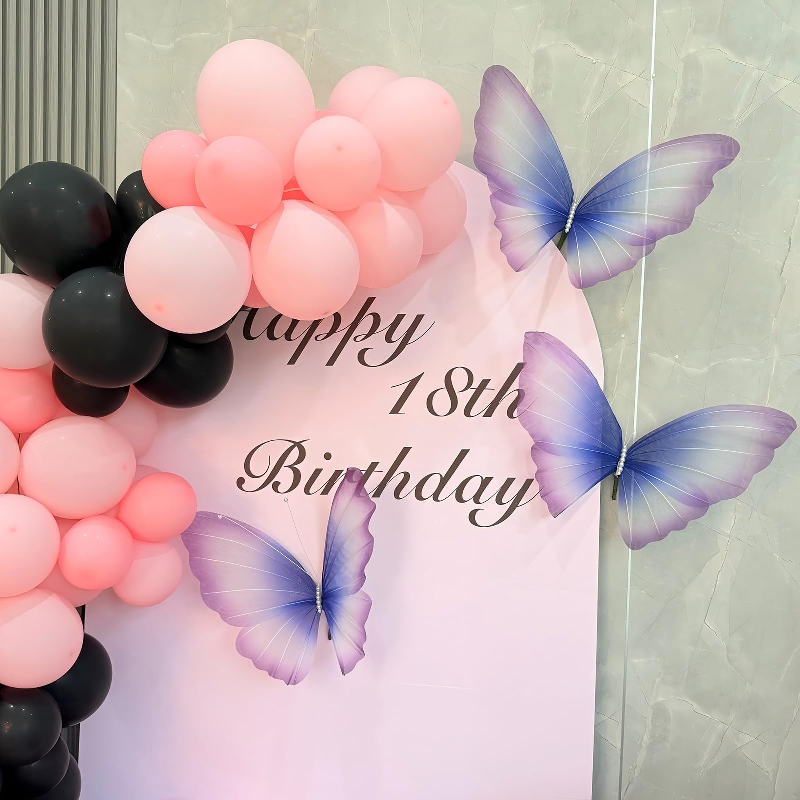 Photo 1 of YOFNIRG 3Pcs Silk Butterfly Decorations,19.6" Large Butterfly Wall Decor,Mariposas Grandes para Decoration for Wedding Birthday Party Decor Ideal for Home and Event Decorations(Blue Purple)