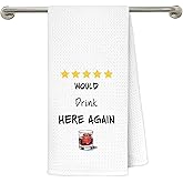 FRZSDVHNM Bourbon Gifts Kitchen Towels, Gifts for Whiskey Bourbon Lovers, Bar Towels for Bartender, Would Drink Here Again Decorative Dish Tea Hand Towel for Kitchen, 16x24 Inches