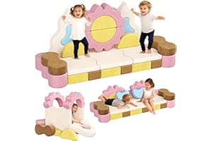 CoziBB 23Pcs Modular Kids Play Couch, Toddler Couch with Convertible and Multifunctional Foam for Inspiring Child Creativity, Kids Couch for Playroom Bedroom - Flower Theme