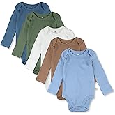HonestBaby baby-boys 5-pack Long Sleeve Bodysuits One-piece 100% Organic Cotton for Infant Baby Boys