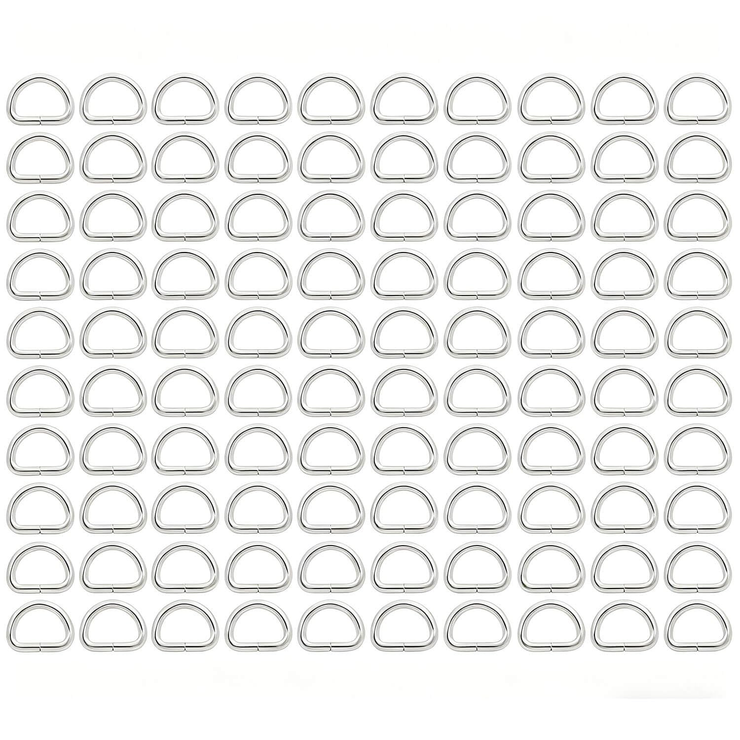 BIKICOCO Metal D-Rings Buckle, 5/8 Inch Non-Welded for Webbing Sewing DIY - Silver - Pack of 100