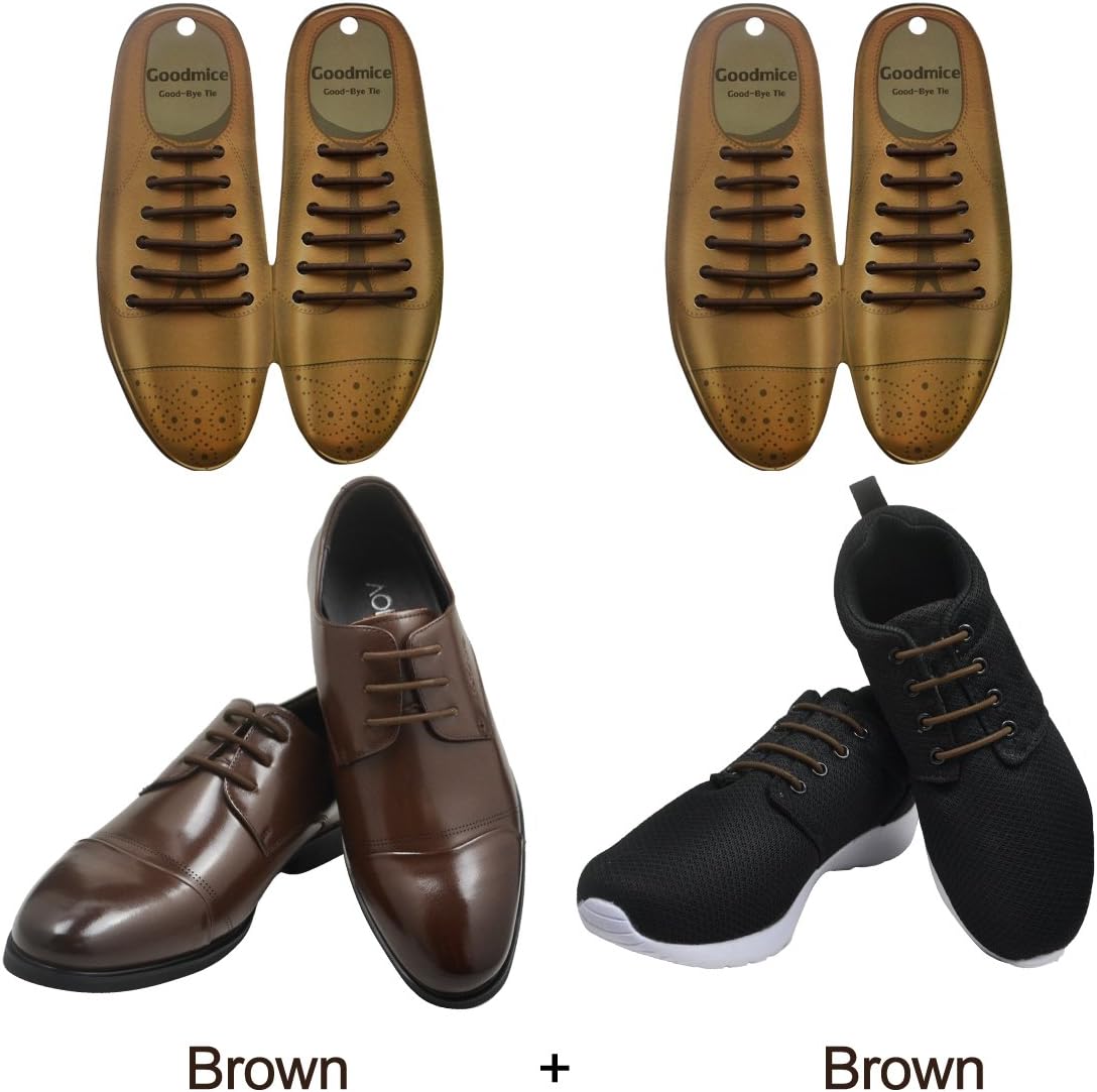 Dress Shoelaces for Men Elastic Dress Shoe Laces Black Dress Shoelaces No Tie Silicone Brown Dress Shoe Laces